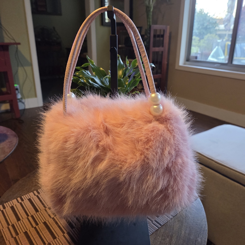Elegant Pink Faux Fur Handbag